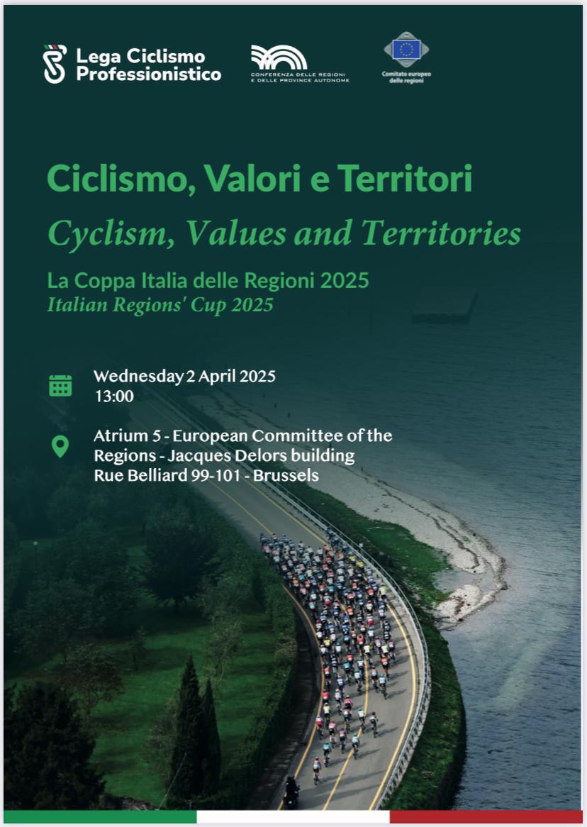 Delegazione Italiana - CoR (@delegazione_it) on Twitter photo Vi aspettiamo domani all'evento "Ciclismo, Valori e Territori - La Coppa Italia delle regioni 2025" - sala ATRIUM - quinto piano del <a href="/EU_CoR/">European Committee of the Regions</a> . Presente il campione del mondo Gianni Bugno <a href="/LegaCiclismoPro/">Lega Ciclismo Prof.</a>
<a href="/roberto_pella/">Roberto Pella</a> <a href="/M_Fedriga/">Massimiliano Fedriga</a> <a href="/CoR_President/">Kata Tüttő</a> <a href="/ItalyinBelgium/">Italy in Belgium</a> Vi aspettiamo domani all'evento "Ciclismo, Valori e Territori - La Coppa Italia delle regioni 2025" - sala ATRIUM - quinto piano del <a href="/EU_CoR/">European Committee of the Regions</a> . Presente il campione del mondo Gianni Bugno <a href="/LegaCiclismoPro/">Lega Ciclismo Prof.</a>
<a href="/roberto_pella/">Roberto Pella</a> <a href="/M_Fedriga/">Massimiliano Fedriga</a> <a href="/CoR_President/">Kata Tüttő</a> <a href="/ItalyinBelgium/">Italy in Belgium</a>