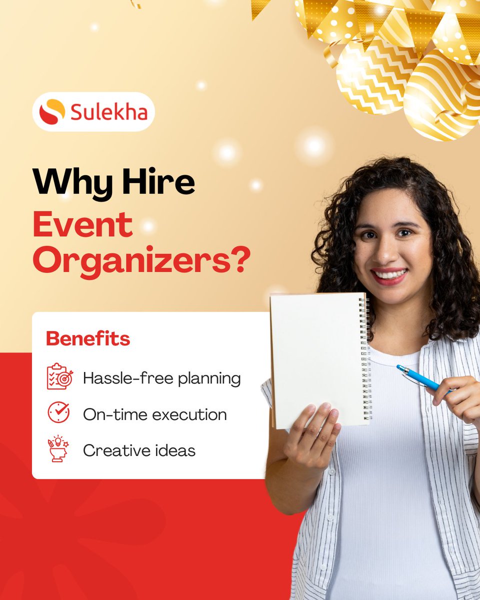 Sulekhadotcom's tweet image. Why hire event organizers
Event organizers handle all details 🥳📋 from venue selection to execution, ensuring a smooth and stress-free event.
Connect with Experts from Sulekha for stress-free event planning!
tinyurl.com/e3ar5u5z
#sulekha #sulekhahome #eventorganisers #experts