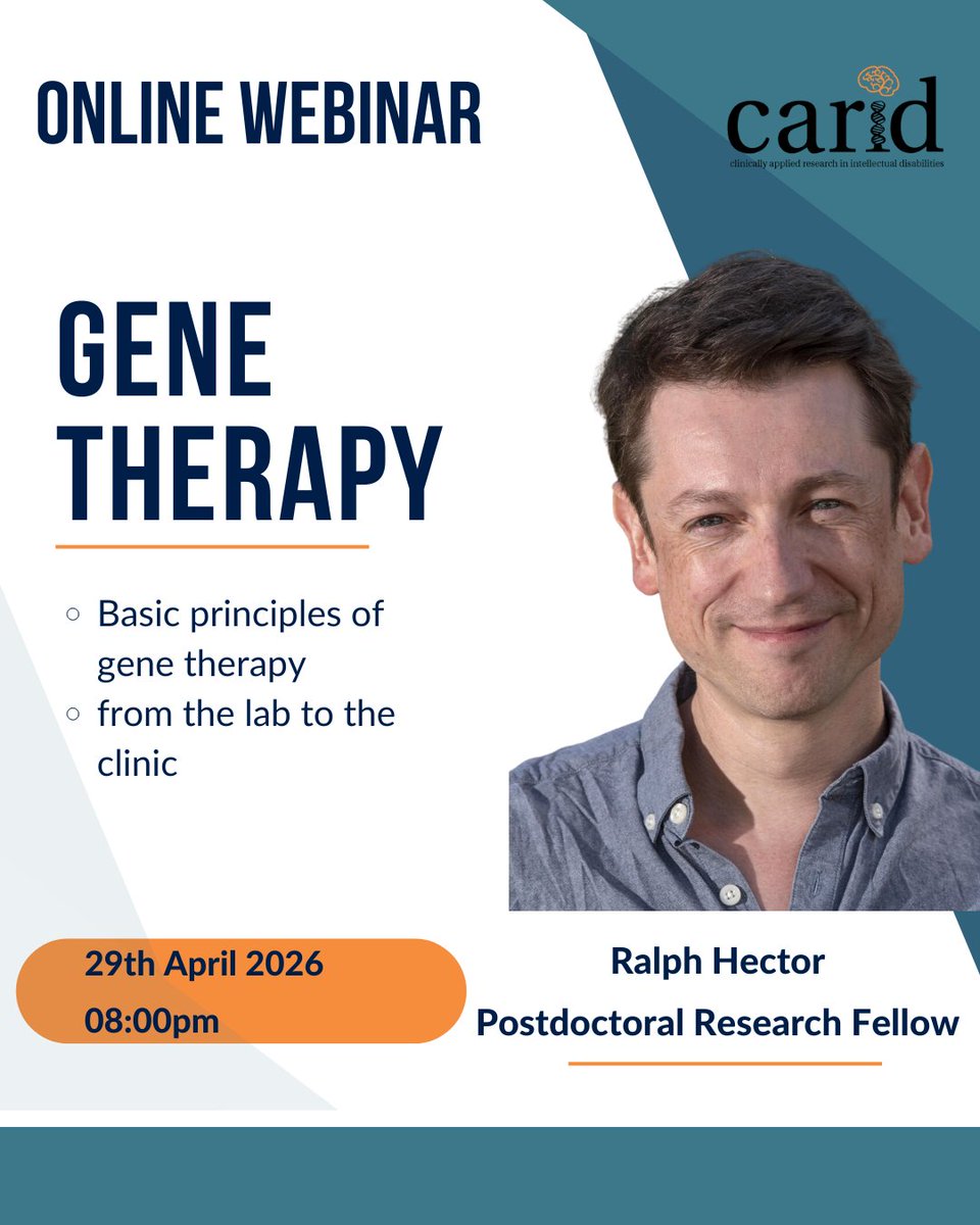 We are delighted to share that the Patrick Wild Centre are launching their 1st webinar series  for this year on Gene Therapy with Dr Ralph Hector, Senior Research Fellow, at SIDB  on 29/04/25 at 8:00 PM - 9:30 PM.  Please sign up using the following link
events.teams.microsoft.com/event/47c6965d…