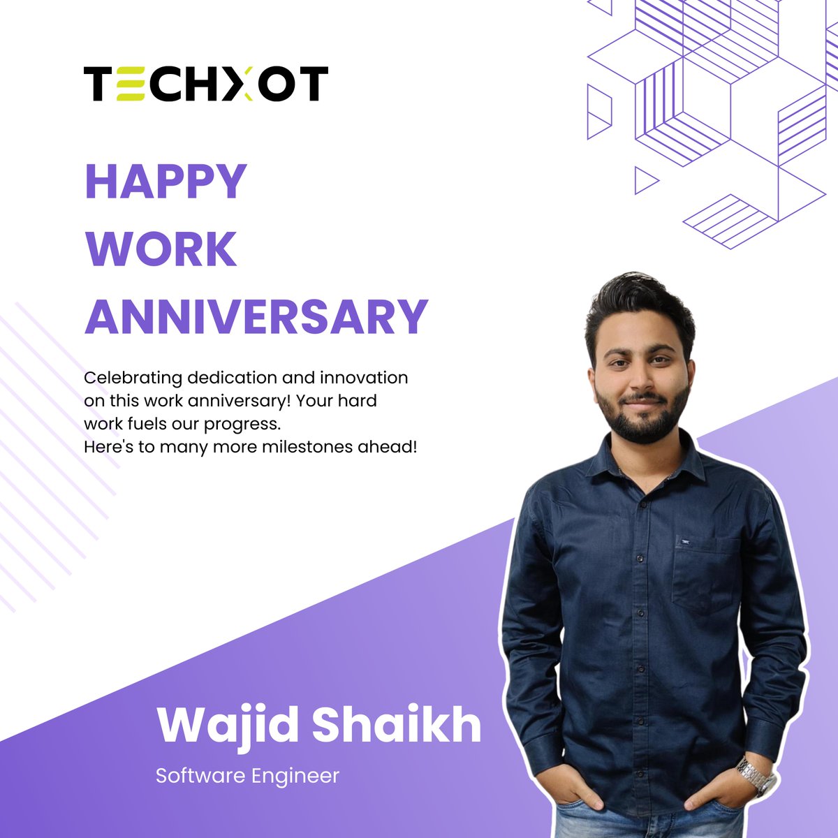 Happy Work Anniversary, <a href="/wajid37274/">Wajid Shaikh</a> 

Time flies when you have amazing teammates like you. Your contributions, energy, and commitment mean the world to us. Thank you for being an essential part of Techxot!

Let’s celebrate Wajid - drop a ❤️ in the comments and make their day!
