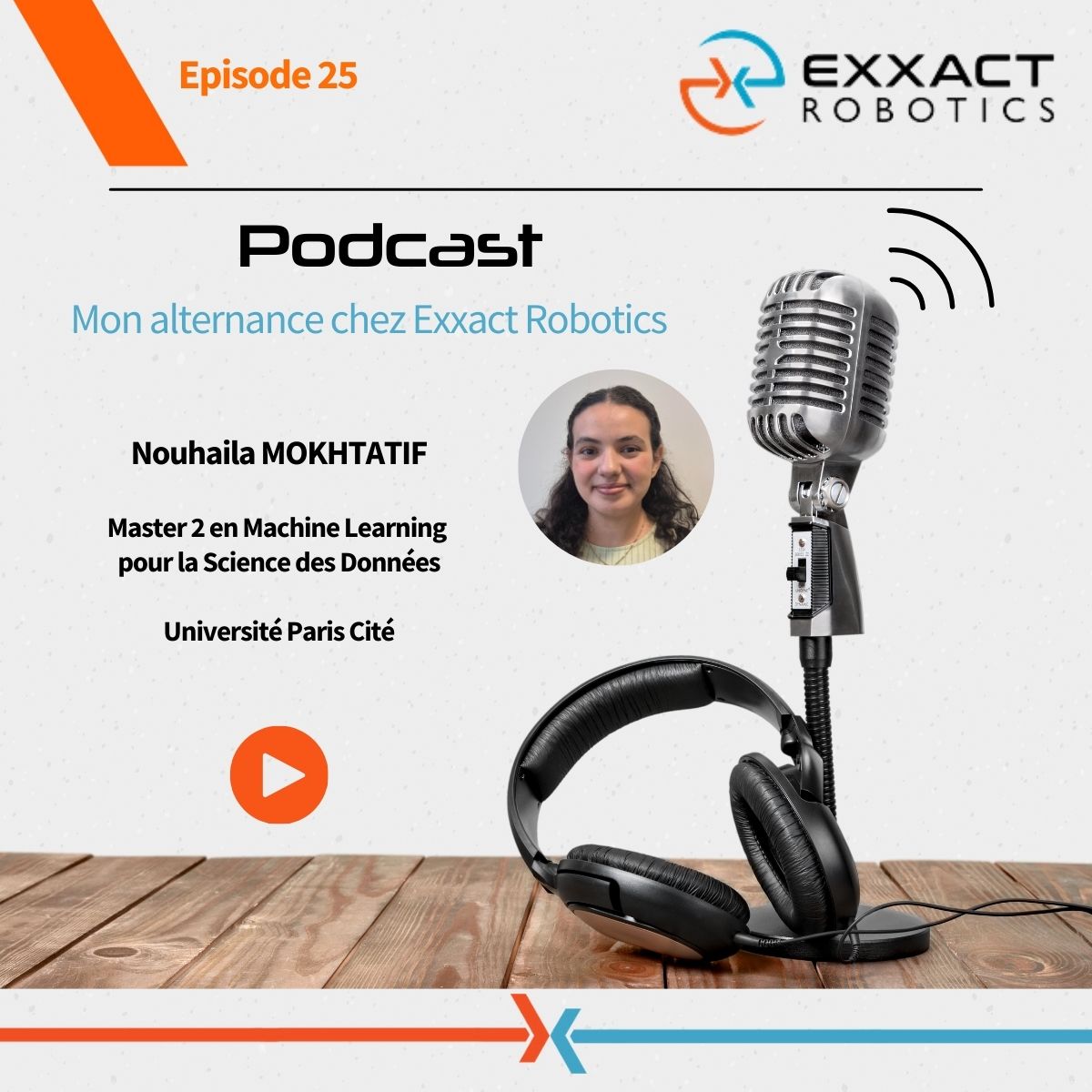 ExxactR's tweet image. [#MonAlternanceChezExxactRobotics] Podcast alerte !🎙️
Nouhaila Mokhtatif alternante #IAVision chez @ExxactR , se prête au jeu de l&apos;interview !
Pour écouter ce podcast👇:
exxact-robotics.com/podcast/mon-al…
#data #AgroData #PodcastLife #Life@ExxactRobotics #job #alternance