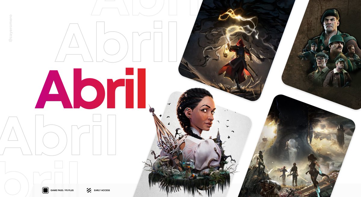cayeromero's tweet photo. 🐊🪖🧙���️
Calendario de videojuegos 
ABRIL 2025  
#Steam #PlayStation #Xbox #Nintendo https://t.co/C29JYQ28qS