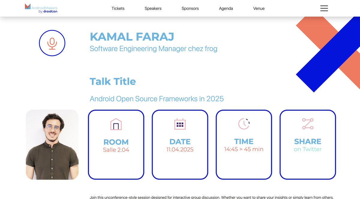 In addition to my talk on AOSP, I’m excited to announce that I’ll also be hosting an interactive discussion with <a href="/MarioBodemann/">Mario Bodemann</a> at AndroidMakers 2025! Join us in Paris on April 11th to talk about open-source frameworks in the Android ecosystem 🙌 #AMxDC25 androidmakers.droidcon.com/kamal-faraj/
