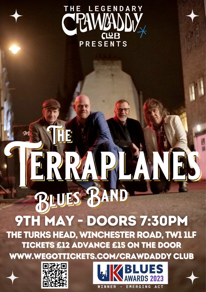 THE CRAWDADDY CLUB RICHMOND presents
THE TERRAPLANES BLUES BAND
May 9th 7.30pm The Turks Head, St Margaret's, TW1 1LF
<a href="/crawdaddyCR/">Crawdaddy Club Richmond</a>

Whether you’re a long-time blues fan or just looking for a fantastic night out, this is one gig you won’t want to miss! artsrichmond.org.uk/whats-on