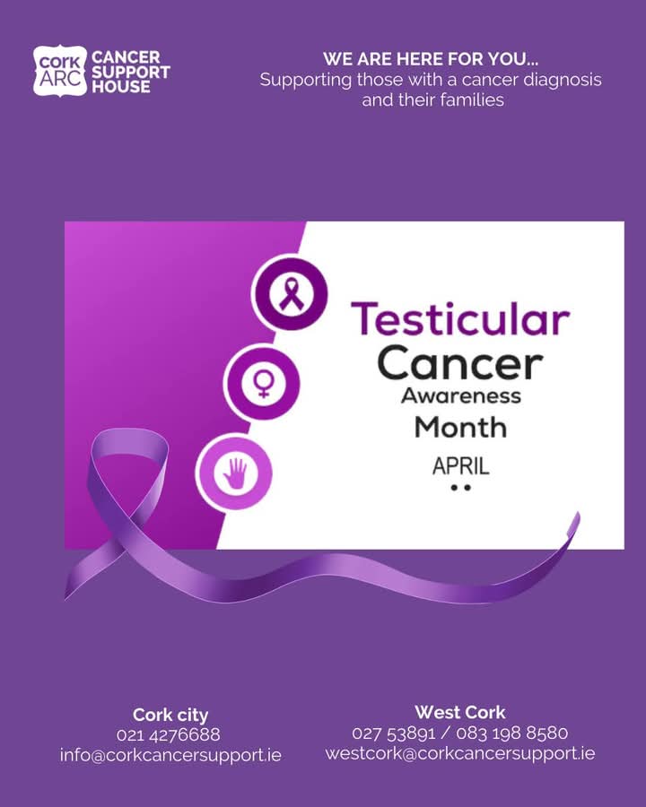 Testicular Cancer Awareness Month is observed annually in April to highlight the importance of regular checks, particularly for men between the ages of 15 to 35.

Please contact your GP if concerned
#cancersupport 
#CancerAwarenessMonth 
@corkarccancer