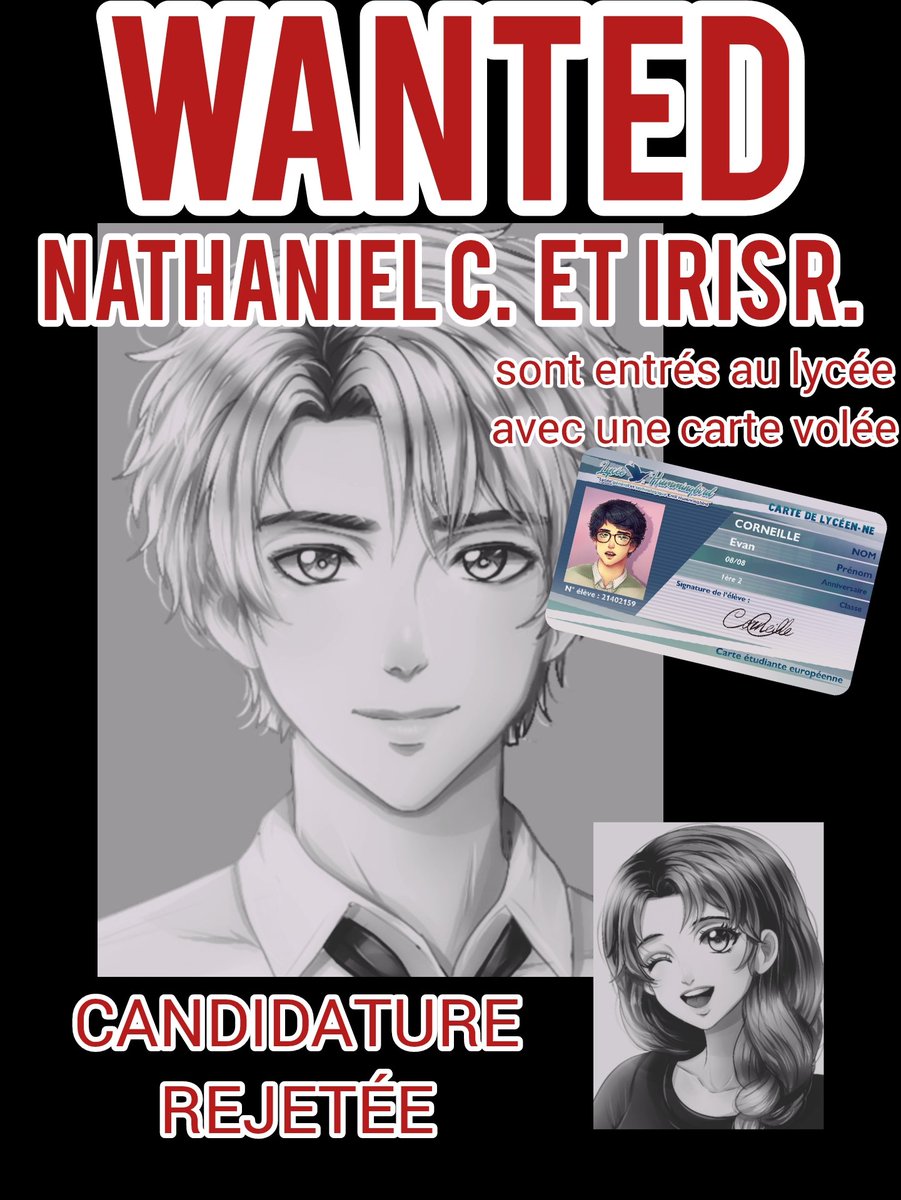 MESSAGE DES AED : Ces deux individus sont entrés au lycée par effraction pour se présenter aux élections du CVL. Cependant, une source que nous appelerons Harmonie nous apprend que ce GOURMAND de N. C. est délégué de son lycée ET délégué depuis la maternelle. Non à la dictature !