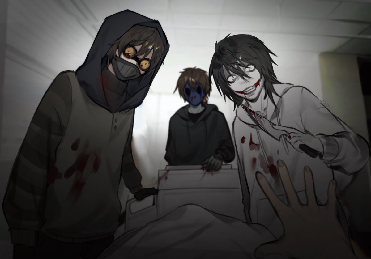 creepypasta #Jeffthekiller #Eyelessjack #ticcitoby #myart, image size:1200x838