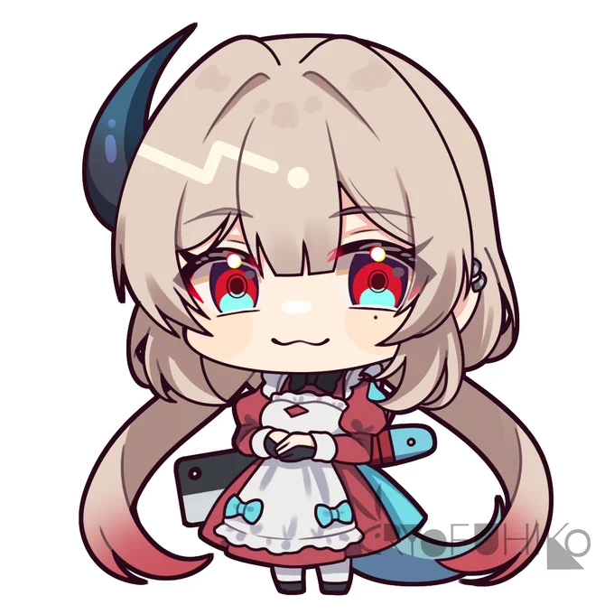 ということでエイプリルフールのLive2D用立ち絵とデフォルメ絵です。角は健在ですよ!!!!!#OC 