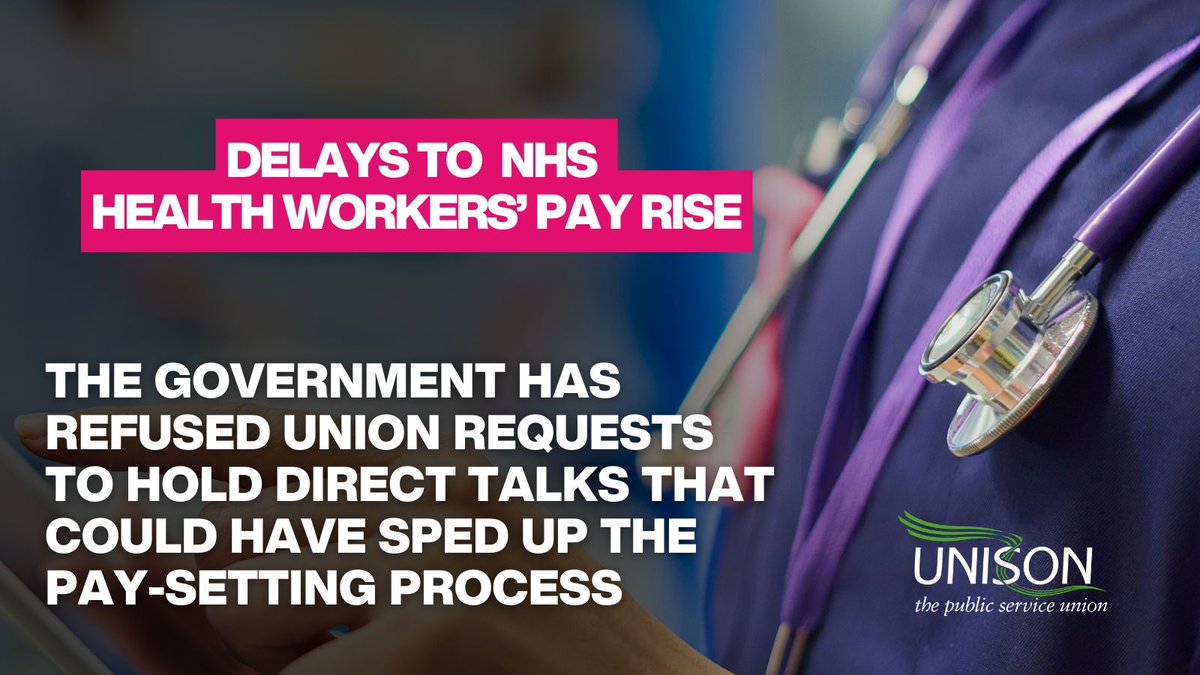 unisontheunion's tweet photo. Delays to health workers' pay rise causing huge problems for NHS, says UNISON https://t.co/zwPzASxmaO https://t.co/RGhCElsR82