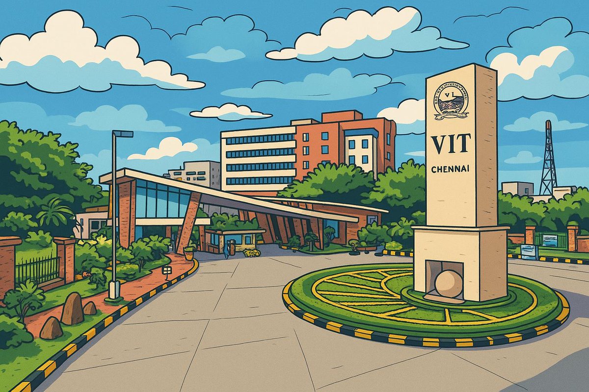 ChennaiVit's tweet photo. ✨ VIT Chennai, but make it Ghibli! ✨

Soft sunsets, dreamy landscapes, pure magic—our campus reimagined in a Ghibli masterpiece! 🌿🌅💫

#VITChennai #GhibliVibes #CampusMagic #GhibliStudio #campuspic https://t.co/5u1QGpKP0H