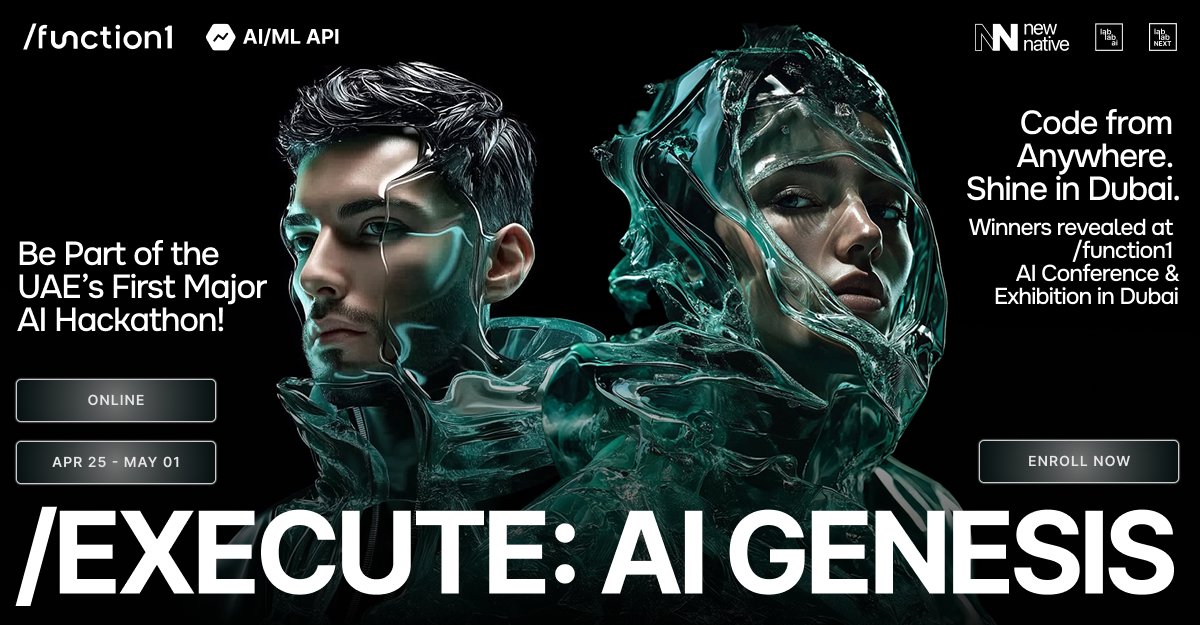 lablabai's tweet image. 🚨 /BIG_NEWS. Now you know why.
🧠 /execute: AI Genesis - the first major AI Hackathon in the UAE (and online!) - is HERE.
Built for founders. Powered by /function1. Unleashing the next wave of AI innovation.
💥 /not_just_a_hackathon - It’s a global call to action for the…