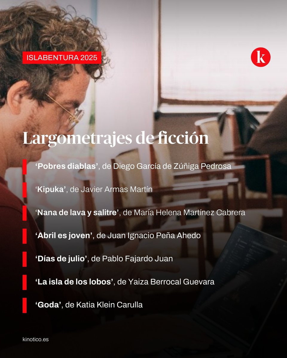kinotico's tweet photo. ✍️ @islabcanarias anuncia los 16 guiones para su edición de 2025, que arranca el 21 de abril
➡️ El reparto es de siete largometrajes de ficción, dos de animación y siete series
🔗 https://t.co/JzbcyPEbK5 https://t.co/m0cUBNNa0R
