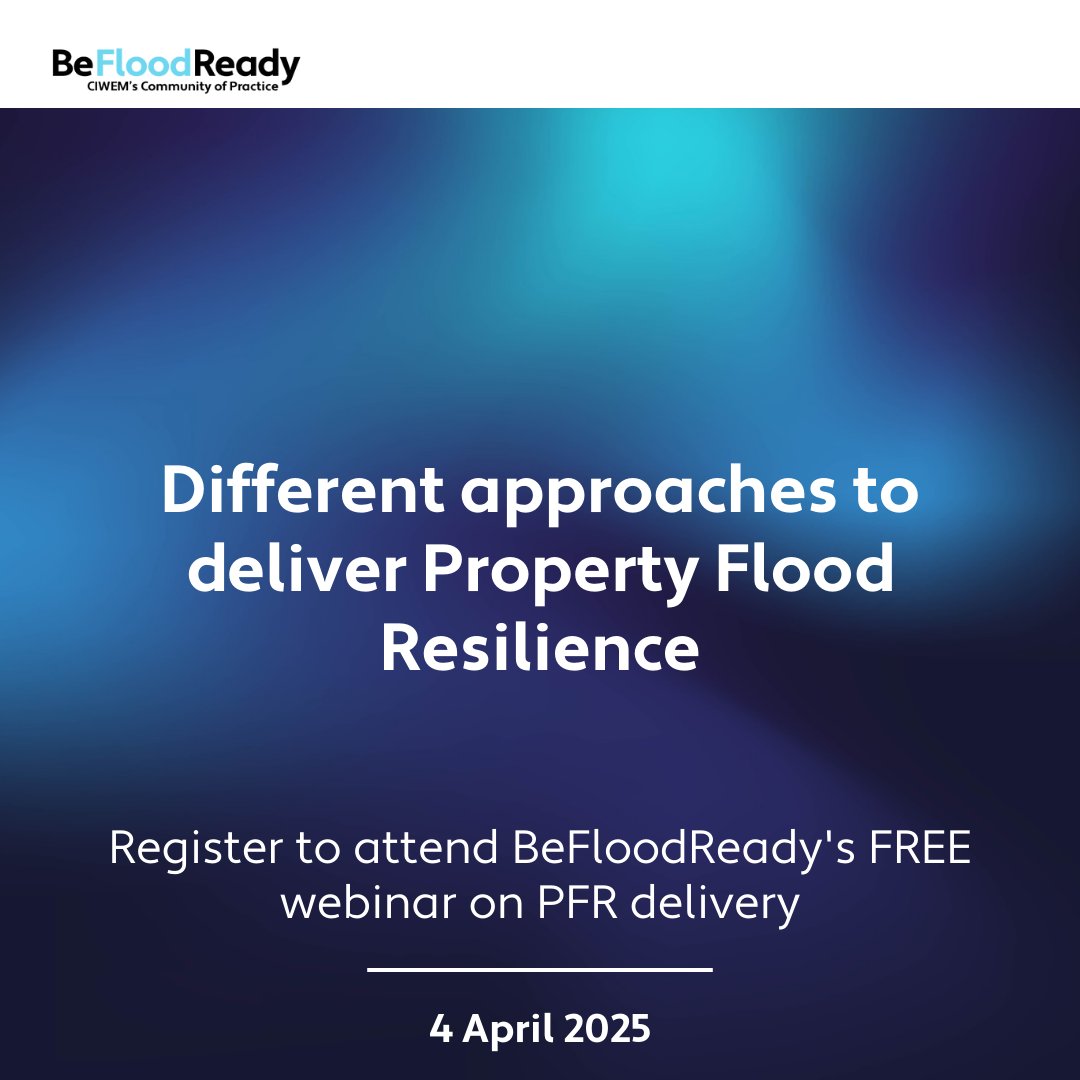 CIWEM_BFR's tweet image. 🧑💻 Reminder: you can join us on 04 April 2025 for a FREE webinar exploring different approaches to Property Flood Resilience (PFR) delivery, including:
- Key policies
- Frameworks
- Real-world case studies
Secure your spot now!
ciwem.org/events/be-floo…
#BeFloodReady #PFR