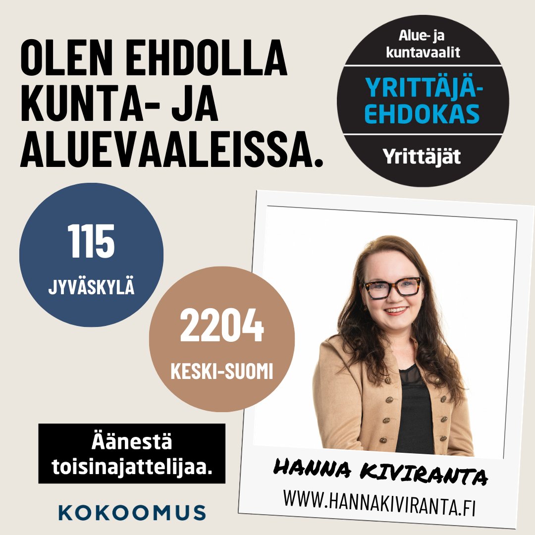 kihannis's tweet photo. Ennakkoäänestys Suomi 2.4.-8.4. ja ulkomaat 2.4.-5.4. Äänestä toisinajattelijaa! @suomenyrittajat @kokoomus https://t.co/bYgYKu77V5