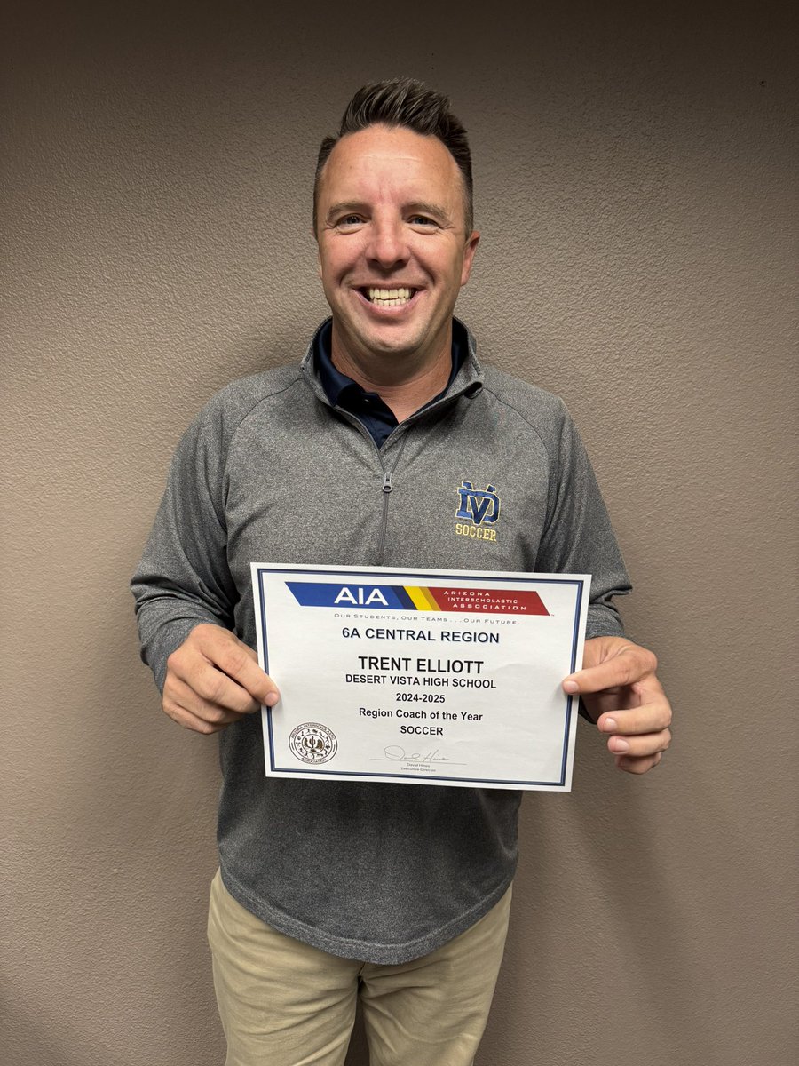 Desert Vista Athletics (@thedvway) on Twitter photo Coach Elliott is the 6A Central Region Coach of the Year! Way to go Coach! ⚡️ <a href="/DVMENSOCCER/">Desert Vista Men’s Soccer</a> Coach Elliott is the 6A Central Region Coach of the Year! Way to go Coach! ⚡️ <a href="/DVMENSOCCER/">Desert Vista Men’s Soccer</a>