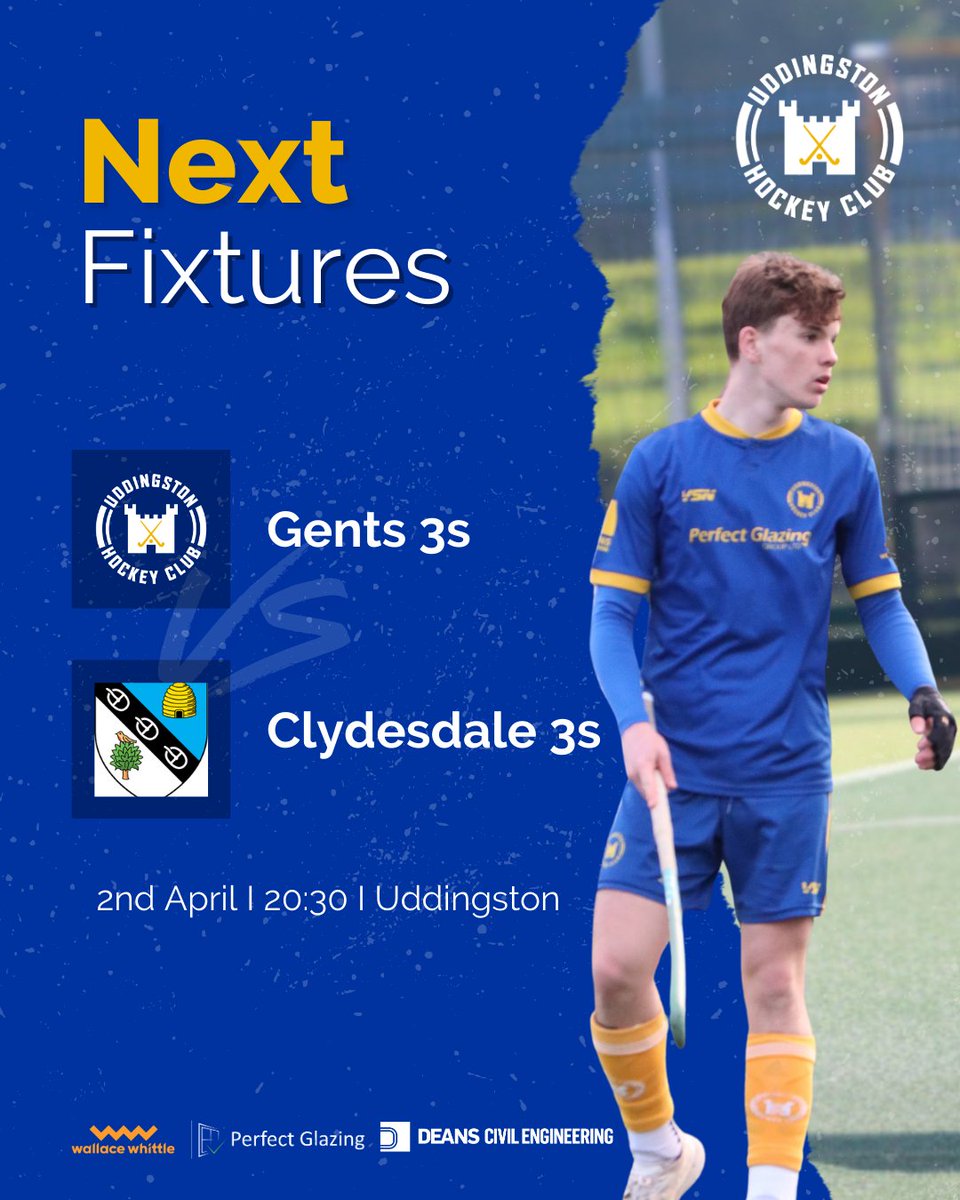 🏑 Mid-week Fixtures 🏑

It's the Men's Scottish Plate Quarter Finals tonight at Uddy as our Perfect Glazing Gents 1s face Grove Menzieshill 👊

Our Perfect Glazing Gents 3s are also in action on Wednesday night as they face Clydesdale 3s in the George Black Trophy.