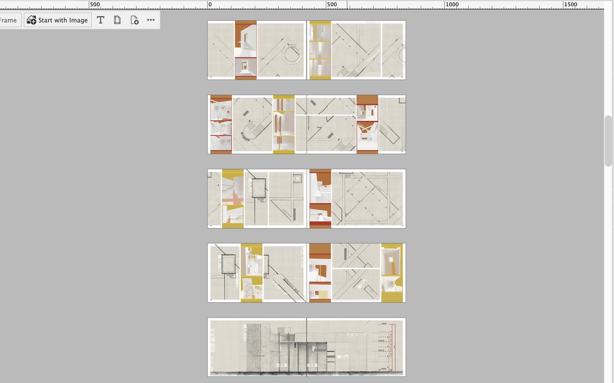 logennui's tweet image. 図面を部分的に6枚に分けて描き、それをぶつぎって配置したりするというなんとも不自由な図面...