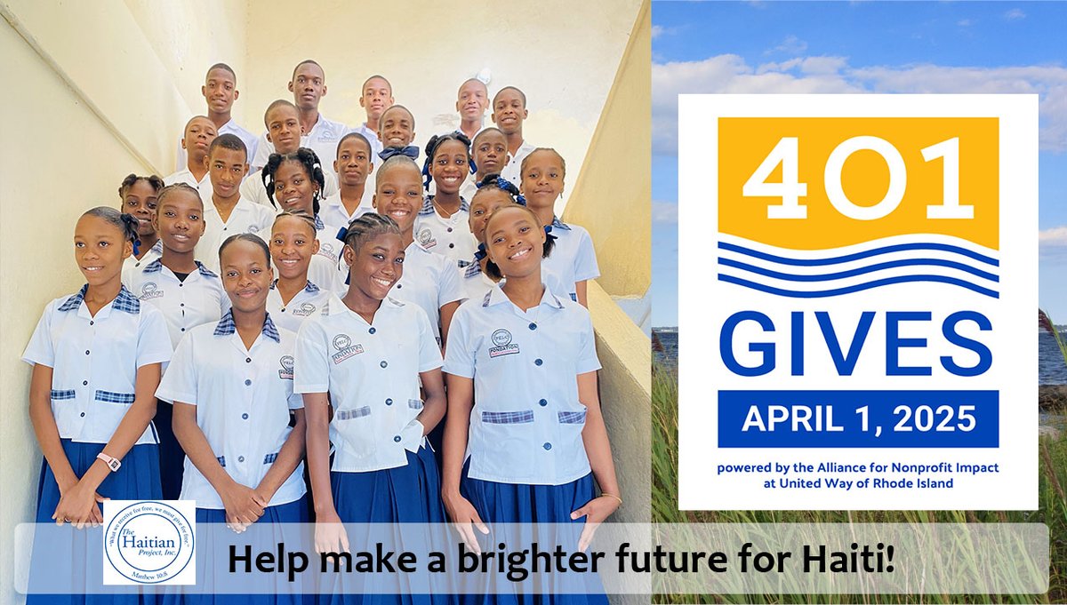 THPspeaks's tweet photo. Let's go! @401Gives powered by @liveunitedri is on! Help make a brighter future for #Haiti! For nearly 4 decades, THP through LCS has educated Haiti's future doctors, teachers, accountants, engineers &amp; more. Give at: https://t.co/rKbufjCJmr  #401Gives #educationworks https://t.co/gSc63OrXrM