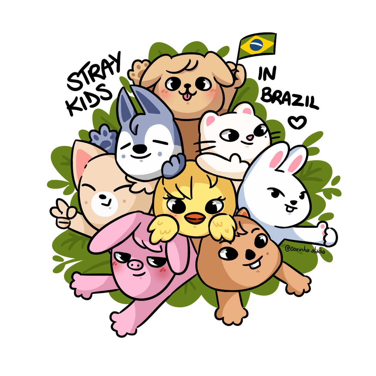 Não vou para o show mas fiz esse desenho fofíssimo 💖 Bem vindos ao Brasil! 💚💛💙

#dominATE_BRAZIL #StrayKids