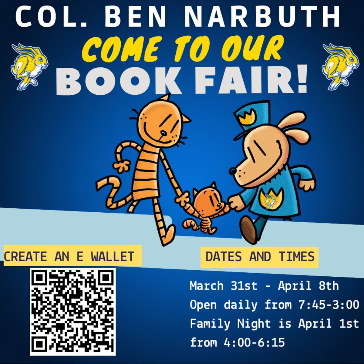 It’s time for our Scholastic Book Fair Family Night! Come celebrate your child's amazing growth and love for reading. Discover stories that inspire and create special memories together. Don’t miss it! April 1st from 4:00-6:15 🐇💙💛📚
