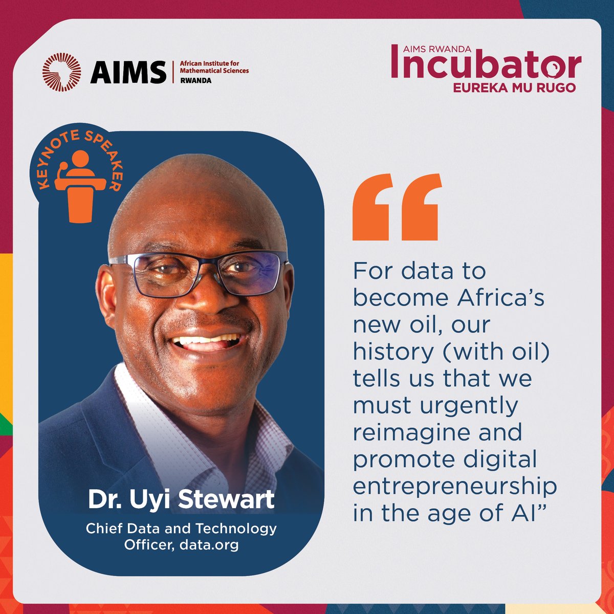 AIMS RWANDA (@aims_rwanda) on Twitter photo After extensive planning and preparation, the AIMS Rwanda Incubator is set to launch on April 2, 2025.
We are honored to welcome Dr. <a href="/uyistewart/">uyistewart</a>, Chief Data and Technology Officer at data.org, as a Keynote Speaker at the official opening. After extensive planning and preparation, the AIMS Rwanda Incubator is set to launch on April 2, 2025.
We are honored to welcome Dr. <a href="/uyistewart/">uyistewart</a>, Chief Data and Technology Officer at data.org, as a Keynote Speaker at the official opening.