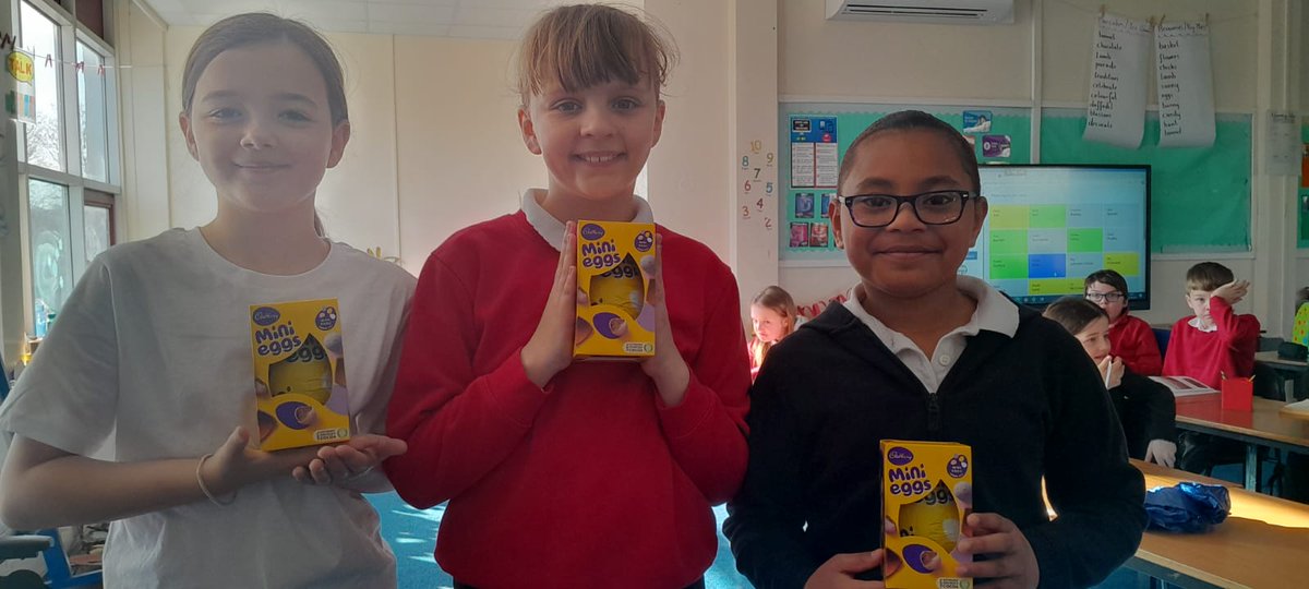 Mr McNairney and Mrs McManus have been secretly keeping a very close eye at every assembly since January. They both agreed that these three pupils have behaved impeccably at every assembly. Today they receive their surprise Easter egg!