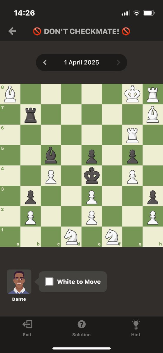 CornetMaster's tweet photo. @chesscom nice April Fools daily puzzle.  With White to move, any move white does, except move the king, ends in checkmate! Very clever https://t.co/dypxxzcUT0