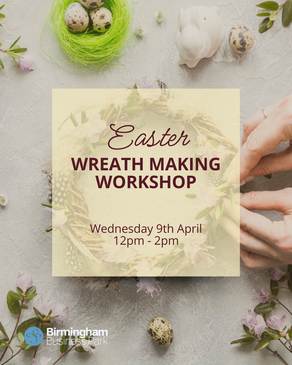 birmingham_bp's tweet image. Looking for a fun and festive way to welcome spring? 🌸 Come along to our Easter Wreath Making Workshop on Wednesday 9th April, 12pm - 2pm. 📍 Management Park Hub

To book please email lori@birminghambusinesspark.co.uk

#BirminghamBusinessPark #easterworkshop #easterwreath