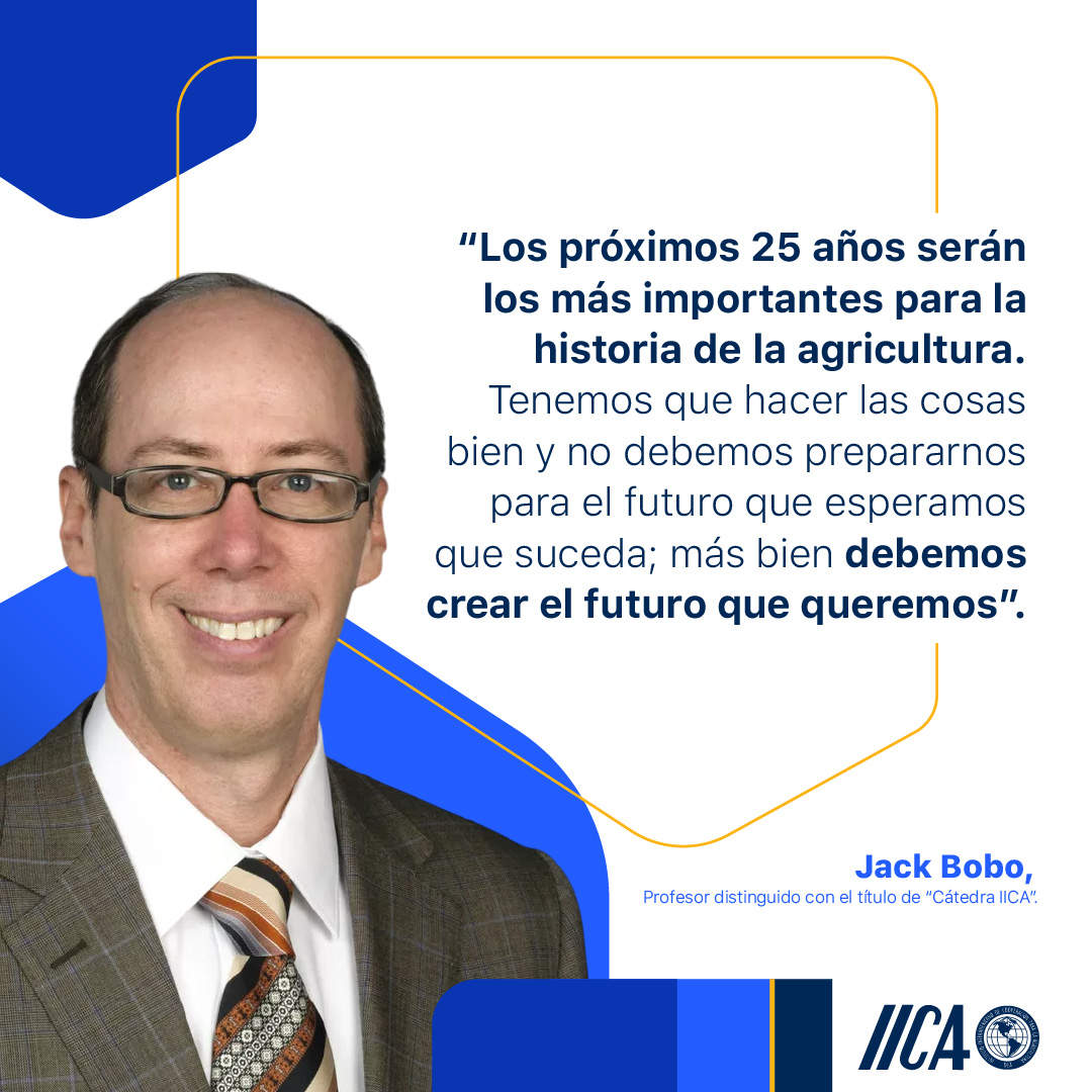 🙌 En el marco del Segundo Diálogo Regional sobre Ciencia, Tecnología e Innovación en los Sistemas Agroalimentarios de América Latina y el Caribe, el IICA distinguió a <a href="/Jack_A_Bobo/">Jack Bobo</a>  con el título de “Cátedra IICA” en Seguridad Alimentaria Global e Innovación Agropecuaria💪🌟.