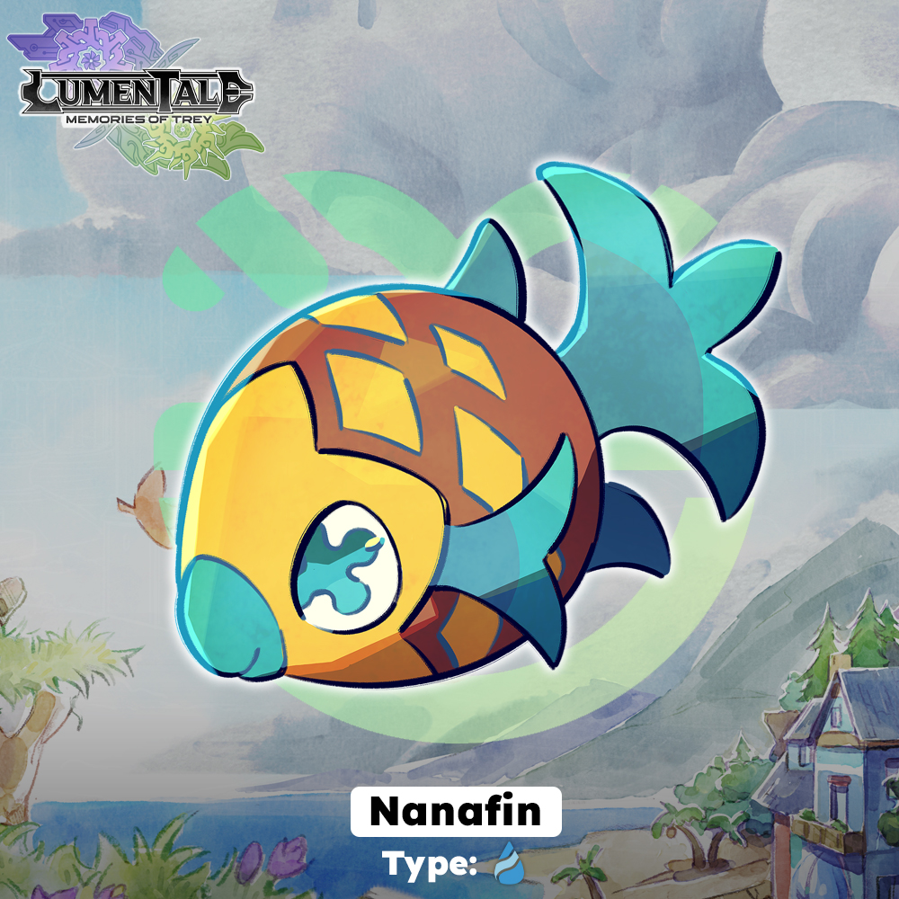 Nanafin embodies the Felicis attribute as a water-controlling Animon. 

This sociable aquatic creature thrives along the coast, living harmoniously in groups. Its delightful aroma envelops those nearby, inducing a relaxing atmosphere. 🐠🪸