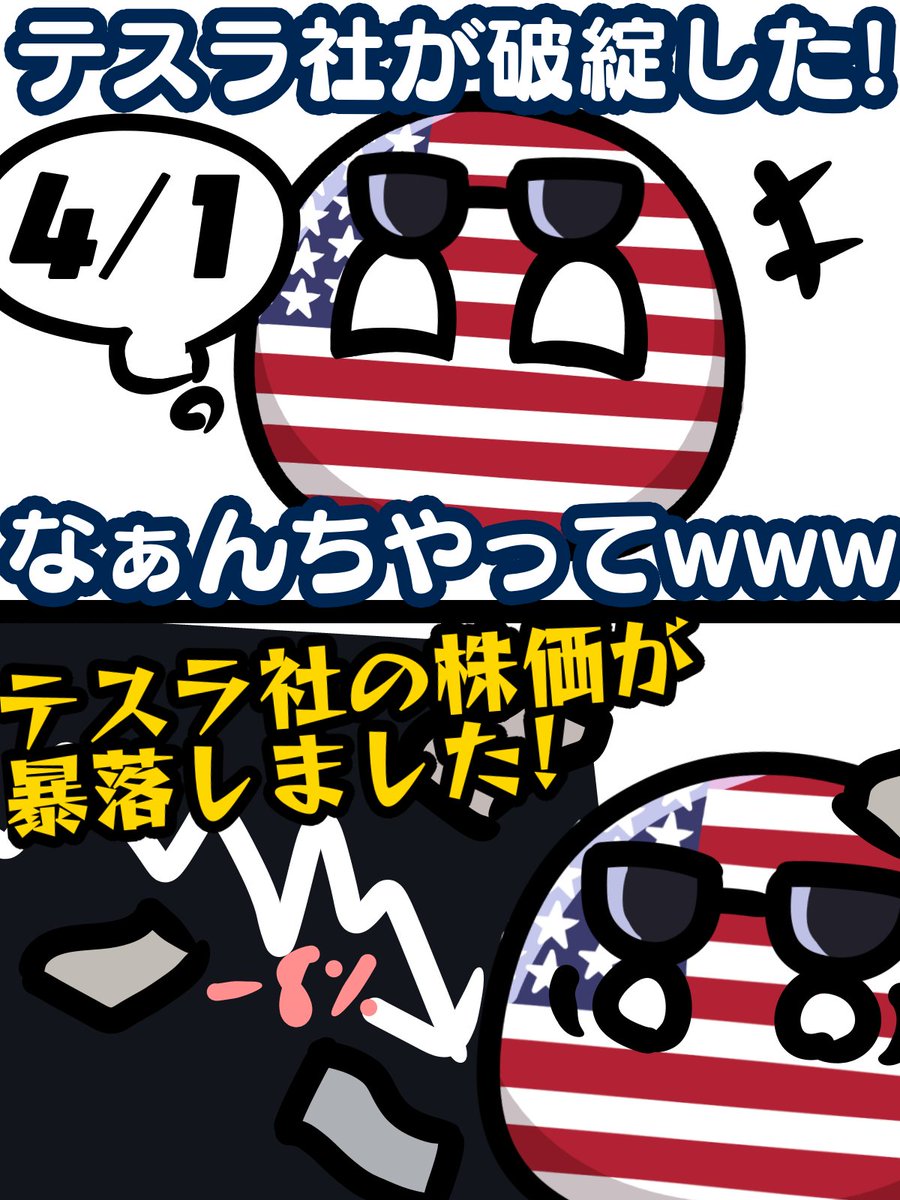 2018年4月1日、イーロン・マスクは「テスラ社が破綻した」とツイートします。  ツイートはエイプリルフールのジョークだったものの、真に受けるフォロワーも多数現れ、実際にテスラの株価を暴落させてしまいました。
