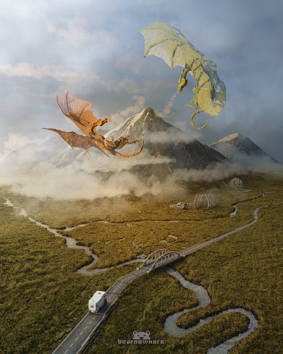 Battle of the Great Herdsman
Where the floodplains stretch for acres, the Great Herdsman guards the entrance to the land, often covered by thick clouds. What a place to fight an epic dragon battle.

#voxel #highlands #dragons