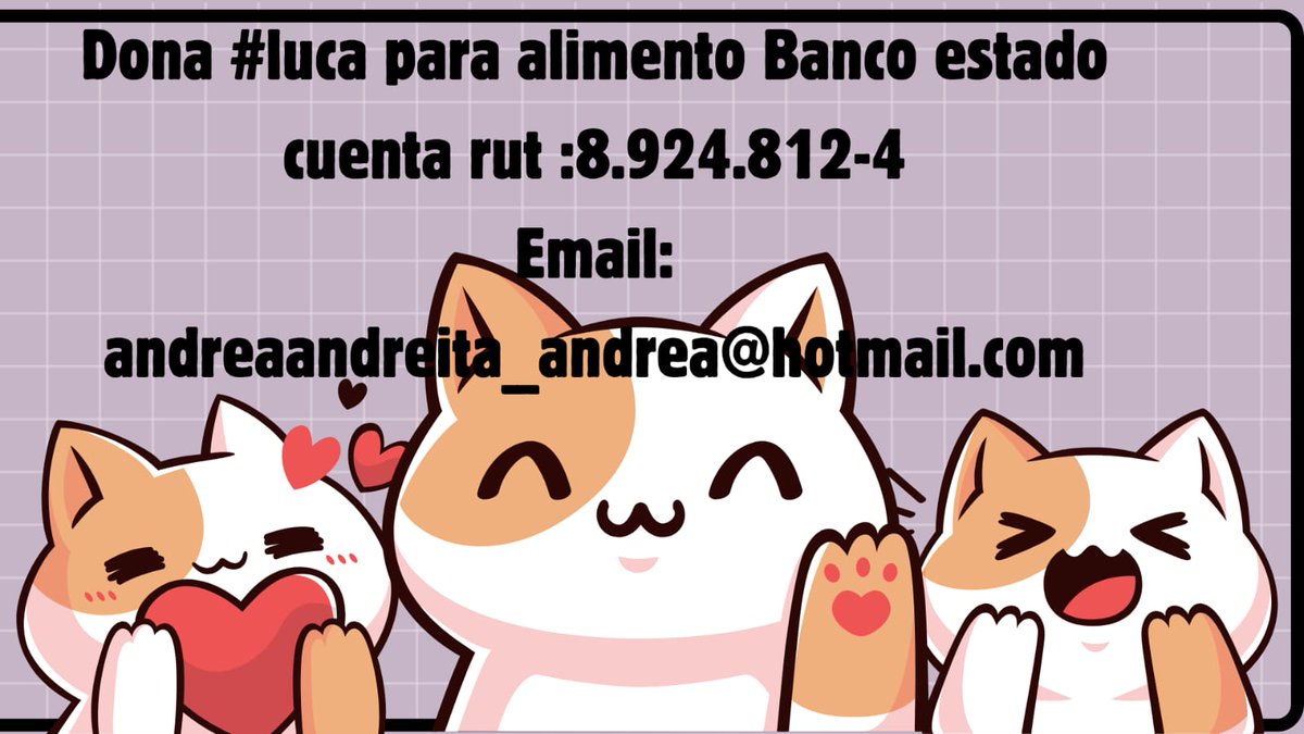 AndreaAndreit19's tweet photo. Casi $39 mil un saco de #alimento si puede #donar de #luca lo que pueda se agradece 
Sin #ayuda sin #rts sin alimento Quien podria #donar un saco de alimento  son 7 🐈��⬛ #peludas y 🐕 #florcita andrea ahumada cuenta rut 8.924.812-4 email:andreaandreita_andrea@hotmail.com #ayuda https://t.co/R7hRPH88oM