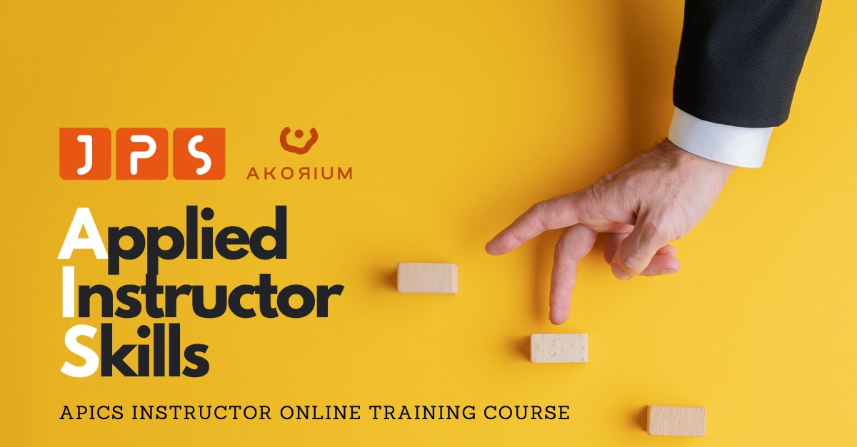 JPS_srl's tweet photo. Registrations open for #APICS #AIS – Applied Instructor Skills by #JPS &amp; Akorium.
Improve your instructor skills with expert feedback.
🗓️30/06, 15/07, 21/07, 22/07, 28/07 – 🕖 6 PM CET
📍Online |👨‍🏫Instructors: Paolo Napoli &amp; Nicolas Vareillas
📩Info: formazione@jpsconsulting.it https://t.co/iSNAJQQjeg