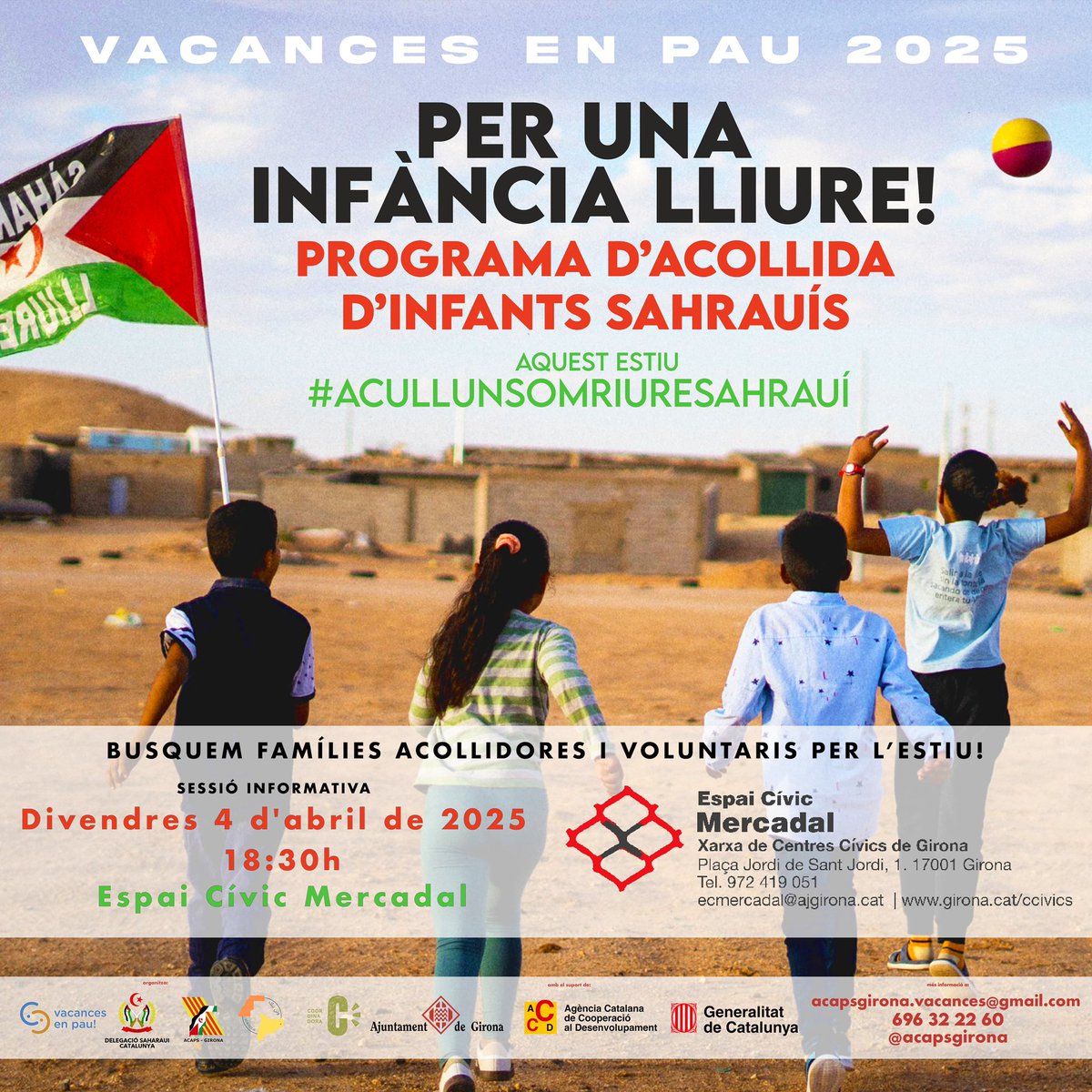 AmySabaly's tweet photo. El programa “vacances en pau” brinda una oportunitat pels infants sahrauís i una experiència enriquidora per les famílies acollidores.

#ACAPS us convida a la xerrada informativa. https://t.co/e5png8nXBG