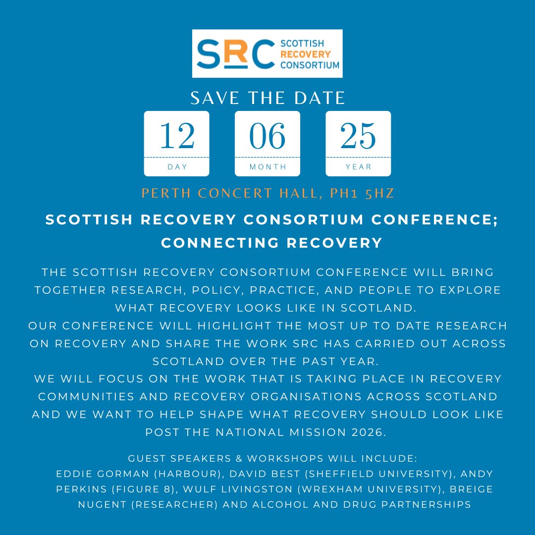 Scottish Recovery Consortium (@srconsortium) on Twitter photo โณ ๐๐๐ฆ๐ข๐ง๐๐๐ซ: ๐๐จ๐ง'๐ญ ๐๐ข๐ฌ๐ฌ ๐๐ฎ๐ญ! โณ
Have you marked your calendar yet?
๐
๐๐๐ญ๐: Thursday 12th June 2025
๐๐๐จ๐๐๐ญ๐ข๐จ๐ง: Perth Concert Hall
Registration opens soon - stay tuned for more details how to secure your spot!
#SaveTheDate #Conference2025 โณ ๐๐๐ฆ๐ข๐ง๐๐๐ซ: ๐๐จ๐ง'๐ญ ๐๐ข๐ฌ๐ฌ ๐๐ฎ๐ญ! โณ
Have you marked your calendar yet?
๐
๐๐๐ญ๐: Thursday 12th June 2025
๐๐๐จ๐๐๐ญ๐ข๐จ๐ง: Perth Concert Hall
Registration opens soon - stay tuned for more details how to secure your spot!
#SaveTheDate #Conference2025