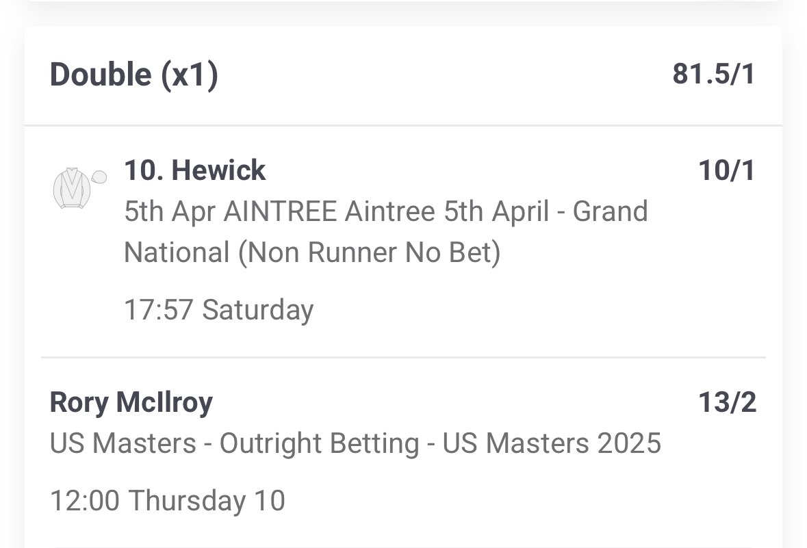 That time of year again to try and land the Masters/Grand National double