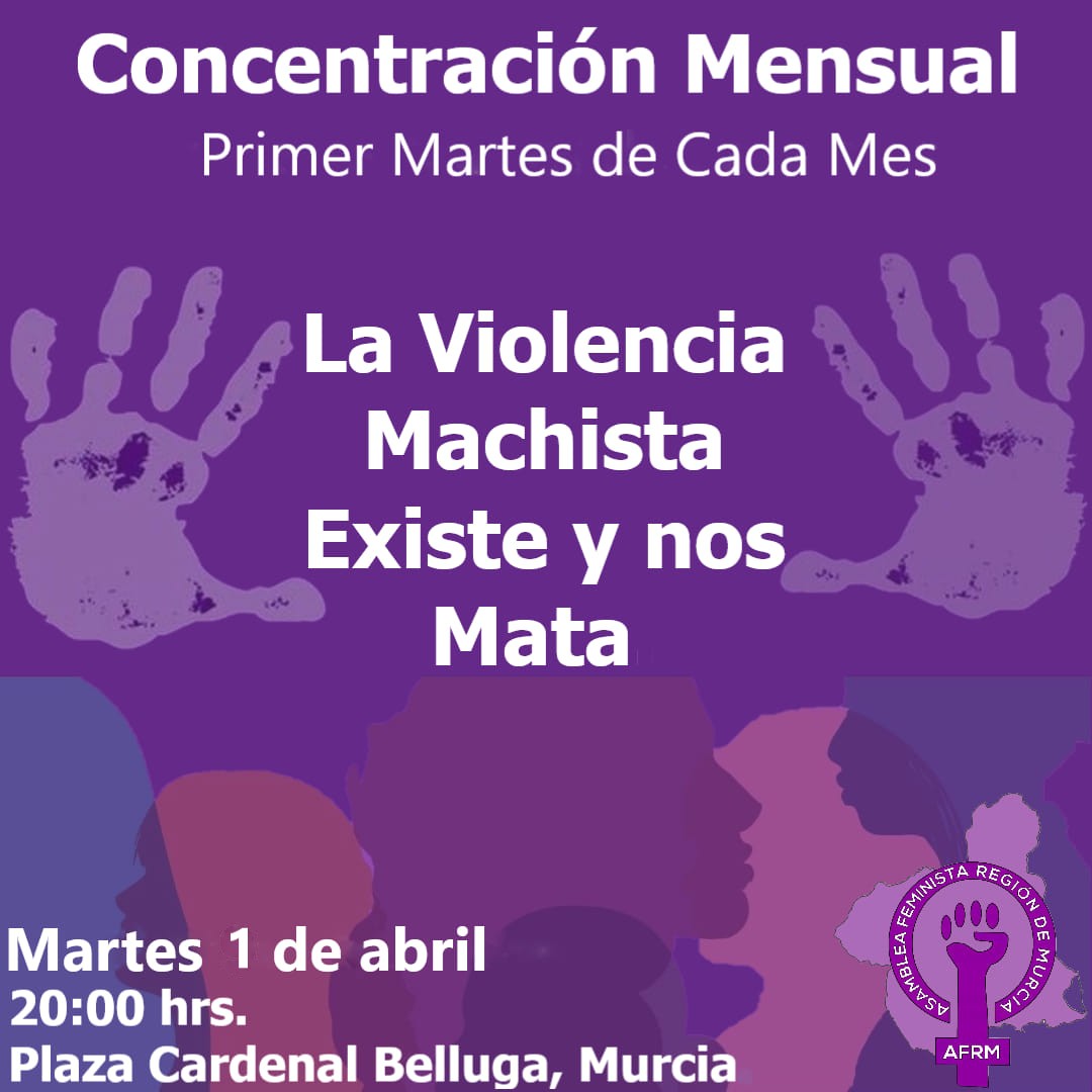 🚨‼️Esta tarde como cada primer martes de mes, estaremos mostrando nuestra repulsa ante las #ViolenciasMachistas
¡¡No faltes, te esperamos!!
#LaViolenciaMachistaExisteYNosMata
#NiUnaMenos
#NiUnaMás
#Hartas
#StopViolenciasMachistas
