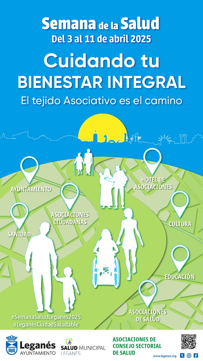 AytoLeganes's tweet photo. ➡️ #Leganés prepara más de 50 actividades saludables para conmemorar la Semana de la Salud del 3 al 11 de abril
⚕️ “Cuidando el bienestar integral. El tejido Asociativo es el camino”, lema escogido este año por el Consejo Sectorial de Salud
👟 Habrá jornadas informativas, actividades deportivas, yoga, gincanas, talleres para mejorar el bienestar y muchas acciones dirigidas a los mayores
🎙️ "Hay actividades para todas las edades. El objetivo es reducir el riesgo de padecer enfermedades y mejorar el bienestar y la calidad de vida de la población”, @VirginiaULEG
📲https://t.co/FTLHM6t2Gz