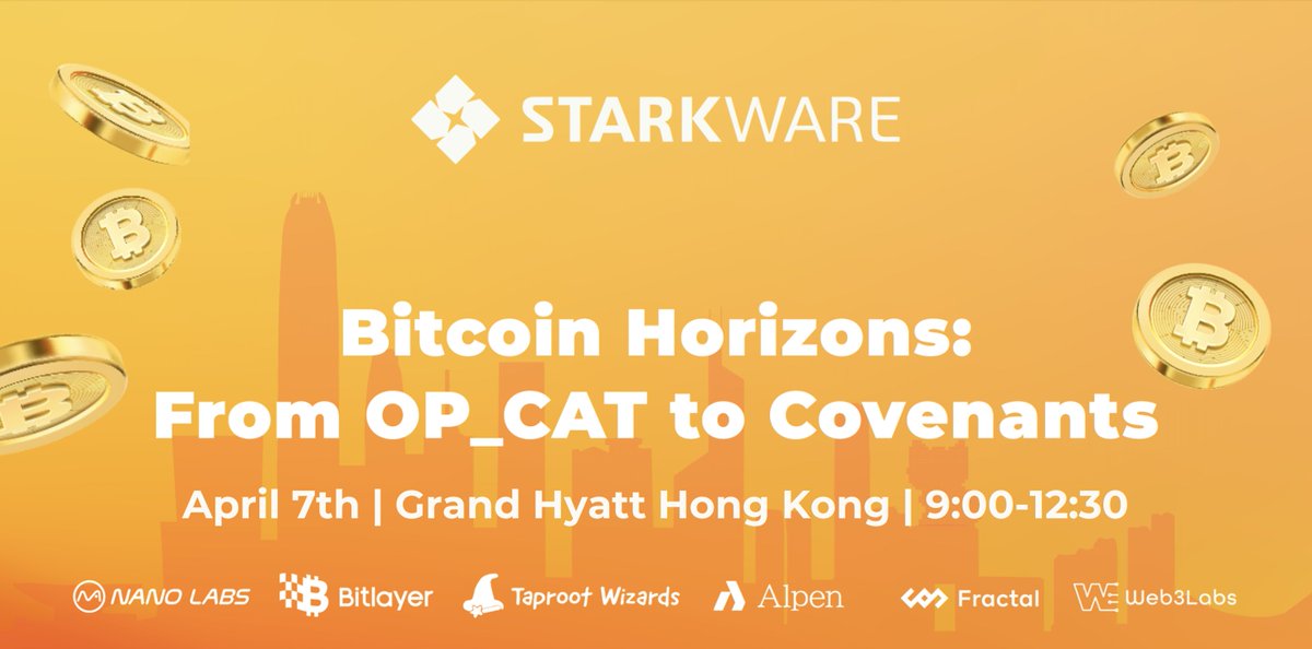 StarkWare 🐺🐱 (@starkwareltd) on Twitter photo Bitcoin R&D, unfiltered.
We’re putting <a href="/ercwl/">Eric Wallzard</a>, <a href="/lawmaster/">Larry Cermak</a>, <a href="/EliBenSasson/">Eli Ben-Sasson</a>, <a href="/niftynei/">nifty</a> & more in a room to debate Bitcoin’s future.
From ZK rollups to OP_CAT, no topic is off-limits.
You’ll want to be there 👇 Bitcoin R&D, unfiltered.
We’re putting <a href="/ercwl/">Eric Wallzard</a>, <a href="/lawmaster/">Larry Cermak</a>, <a href="/EliBenSasson/">Eli Ben-Sasson</a>, <a href="/niftynei/">nifty</a> & more in a room to debate Bitcoin’s future.
From ZK rollups to OP_CAT, no topic is off-limits.
You’ll want to be there 👇