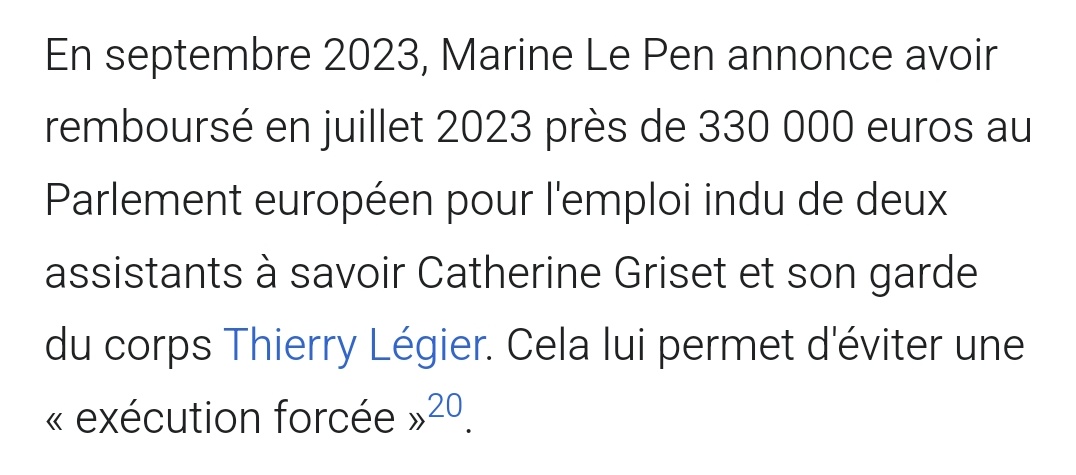 Kerviler1's tweet photo. Sur le cas particulier de @MLP_officiel, un élément que la presse ne donne jamais, c'est qu'elle a remboursé en intégralité les 300 000 euros réclamés par le Parlement européen ! https://t.co/eNUBAVihuO