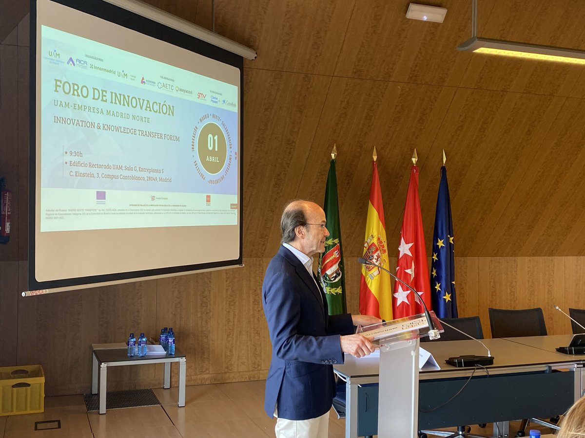 Foro de Innovación UAM-Empresa | Finaliza este Innovation &amp; Knowledge Transfer Forum con las conclusiones de Eduardo Sicilia, presidente del Consejo Social <a href="/UAM_Madrid/">UAM Autónoma Madrid</a> 

➡️ #MadridNorteTransfiere <a href="/AICAempresarios/">AICA - Asociación de Empresarios de Alcobendas</a> - <a href="/InNorMadrid/">InNorMadrid</a> <a href="/educacmadrid/">Educación▪️Comunidad de Madrid</a> 

<a href="/caixabank/">CaixaBank</a> <a href="/clarkemodet/">ClarkeModet</a> <a href="/infoGMV_es/">GMV</a>