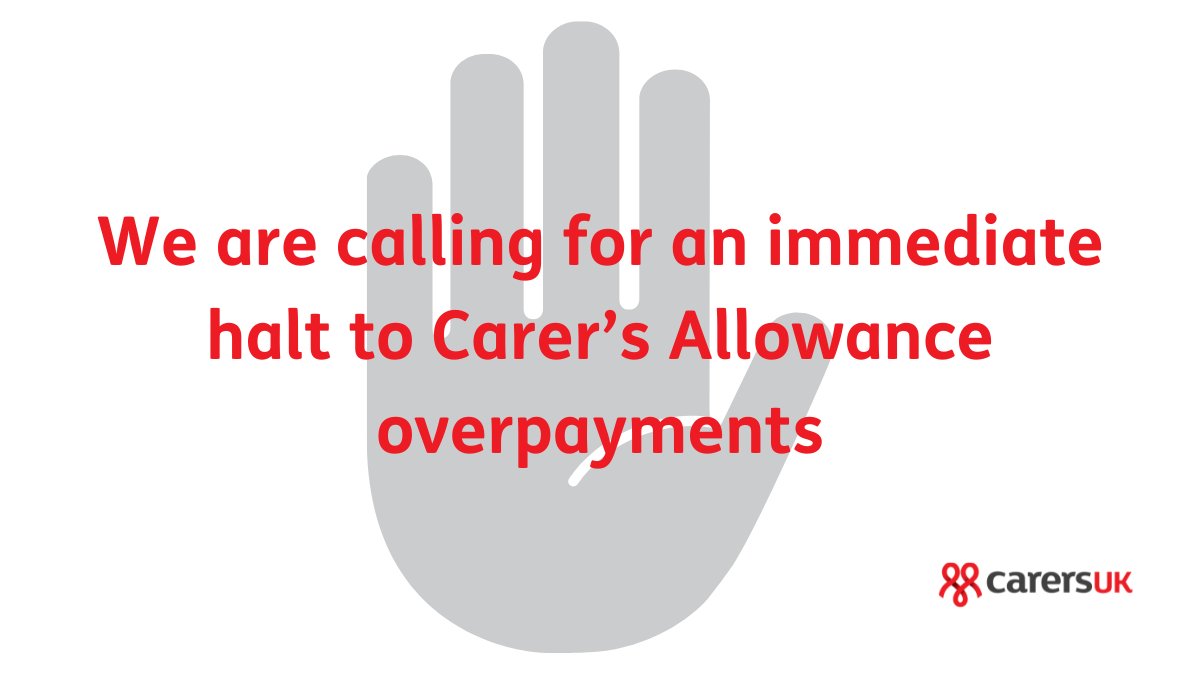 🤚 Carer’s Allowance overpayments must halt.

Write to your MP today go.carersuk.org/halt-Carers-Al…