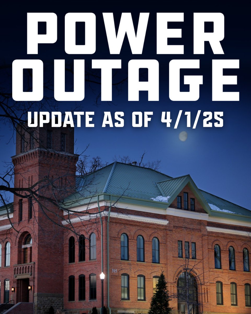 TrineUniversity's tweet photo. Trine University will continue to suspend most in-person classes, activities, and campus operations on the Angola campus today, Tuesday, April 1, due to ongoing power disruptions from storm repairs. Most academic buildings will remain closed. https://t.co/UEiOhjTxOd