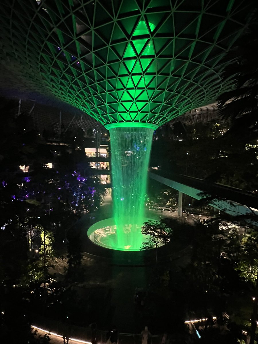 yumejgc2022's tweet image. KULから乗り継ぎ先のSINへ
荷物はJewel行くしと一旦引き取って
アーリーチェックインで再度預けました！

レイン・ボルテックス(Jewelは複合施設の名前で、滝はこの名前らしい
←最近知った😂)
夜のライトアップされたやつも綺麗✨
結構粘って何色か撮った！
蒸し暑かった🤣
 #Jewel
