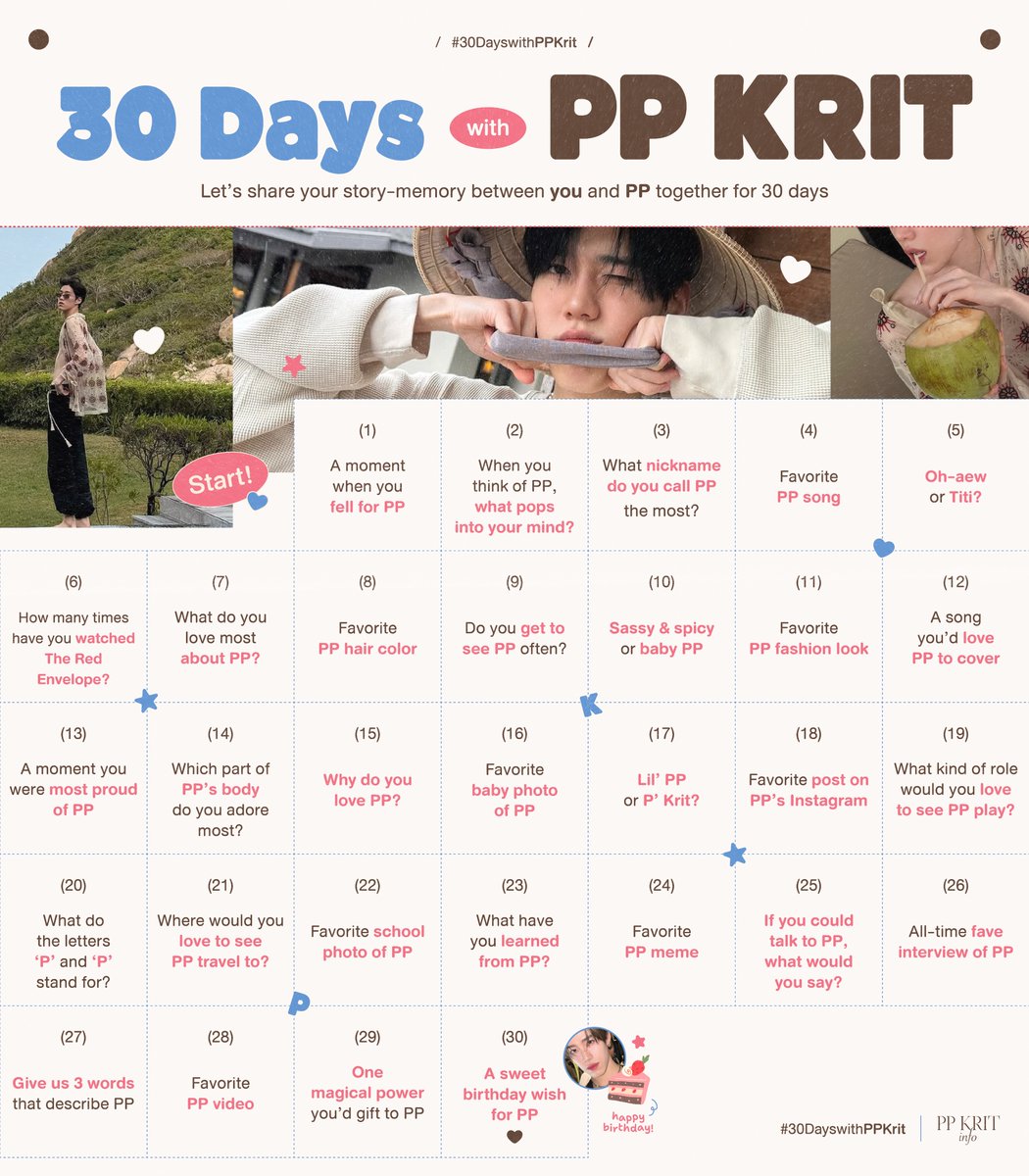 Hello, it’s ‘April’ 👋🏻

Let’s share your story-memory between you and PP together for 30 days 👀🎂🤍 ( 2025 edition )

#30DaysWithPPKrit
#PPKRITinfo #ppkritt