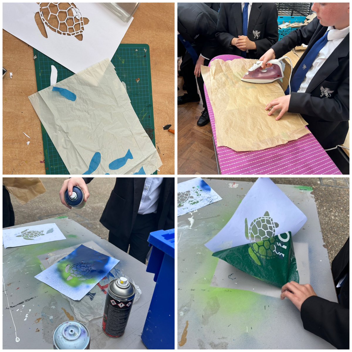 Mr Morgan@SHSrbk (@davidmorganart) on Twitter photo Great fun making these street art responses with <a href="/shsrbk/">Southborough High School</a> year 7 students today! They were a bit confused when they came in and saw plastic bags, an ironing board and spray paints 😂 Great fun making these street art responses with <a href="/shsrbk/">Southborough High School</a> year 7 students today! They were a bit confused when they came in and saw plastic bags, an ironing board and spray paints 😂