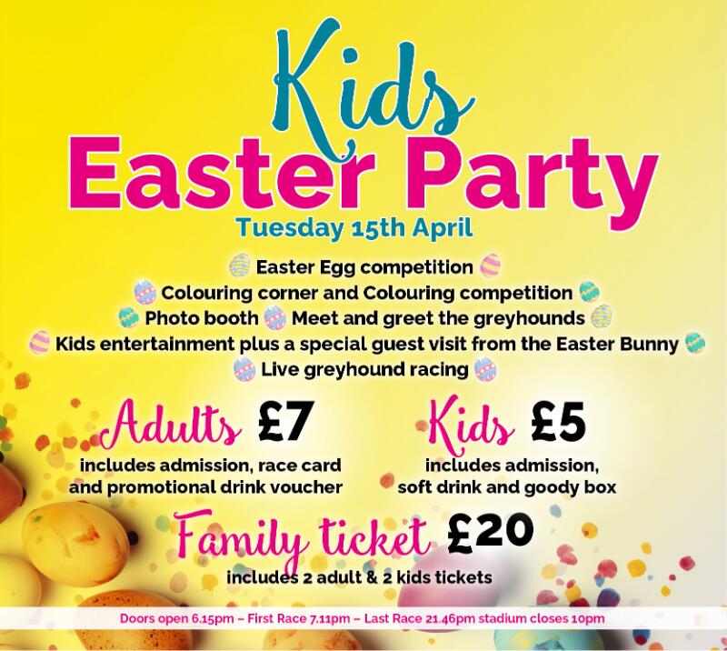 EASTER ACTIVITIES 👇

There's no excuse not to join us trackside over the Easter holidays 🤩

🎉 April 15: Kids' Easter Party
🏆 April 18: <a href="/ArenaRacingCo/">ARC</a> Grand Prix
😋 April 20: Easter Sunday roasts
👌 April 21: Bank Holiday racing

🔗 sunderland-greyhounds.co.uk

#SunderlandDogs 🐾