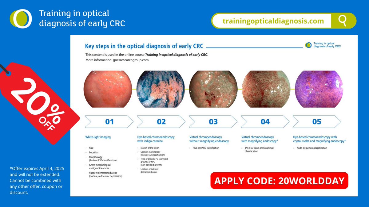 Ignasi Puig 🩺 (@ignasipuigc) on Twitter photo Want to improve your #opticaldiagnosis skills? 🙋♂️
Don’t miss <a href="/todearlycrc/">TOD early CRC</a> online course, where you'll master the 5️⃣ essential steps to assess colorectal lesions during #colonoscopy — clear, practical, and designed for everyday endoscopy.
✍️ Register now: utm.guru/uib4Y Want to improve your #opticaldiagnosis skills? 🙋♂️
Don’t miss <a href="/todearlycrc/">TOD early CRC</a> online course, where you'll master the 5️⃣ essential steps to assess colorectal lesions during #colonoscopy — clear, practical, and designed for everyday endoscopy.
✍️ Register now: utm.guru/uib4Y