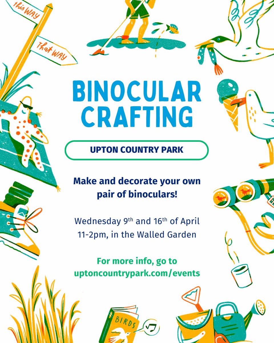This weather has us feeling all summery so we're getting into the spirit with some outdoor crafting 🌞

Join us at <a href="/UptonCPark/">uptoncountrypark</a>  to make and decorate your own pair of binoculars!

There's no need to book, just for our table/flag 😊

Children must be supervised at all times.